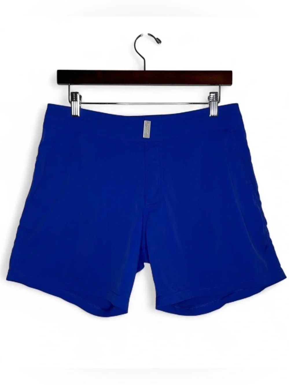 Vilebrequin Solid Blue Flat Belt Swim Shorts Trunks Short Inseam Size Medium